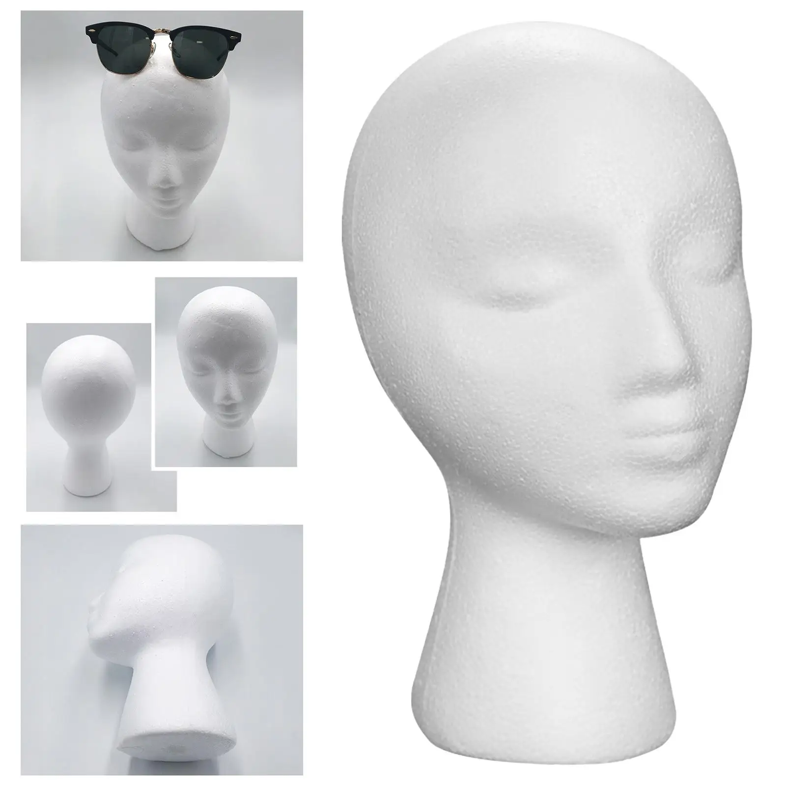 Female Styrofoam Wig Head Hats Glasses Wig Display Stand Hairpiece Stand