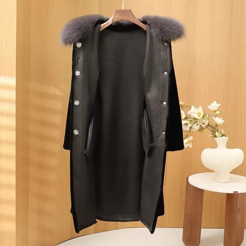 Moda coreana para mujer, prendas de vestir de felpa de talla grande 5XL, abrigo de piel sintética holgado para invierno para mujer, chaqueta larga gruesa de lana de visón 2025 para mujer