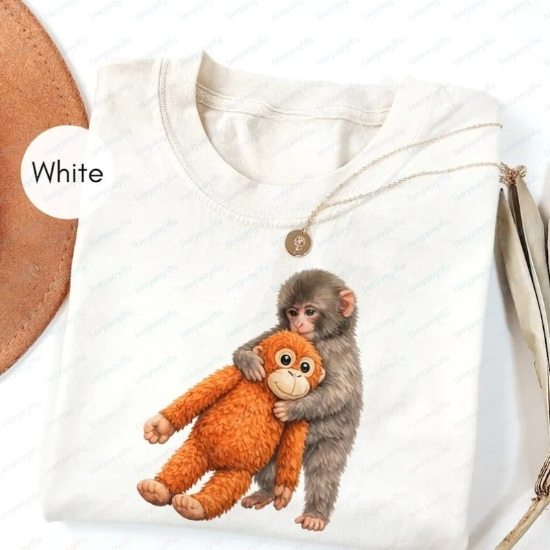 Monkey Punch T-Shirt Cute Baby Monkey Punch Graphic Unisex Tee Classics Retro Cozy Mom Tops Animal Lover Gift Cute Women Clothes