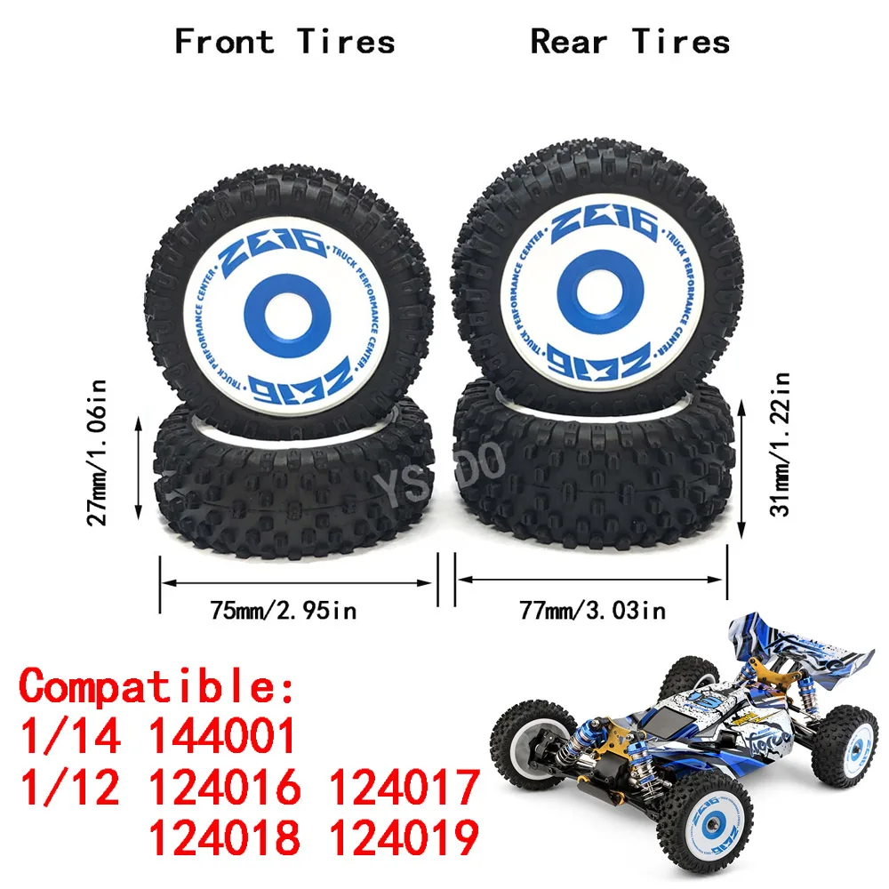 4pcs 1:10 Gummireifen Rennwagen für WLtoys 144001 124018 124019 RC Car UK