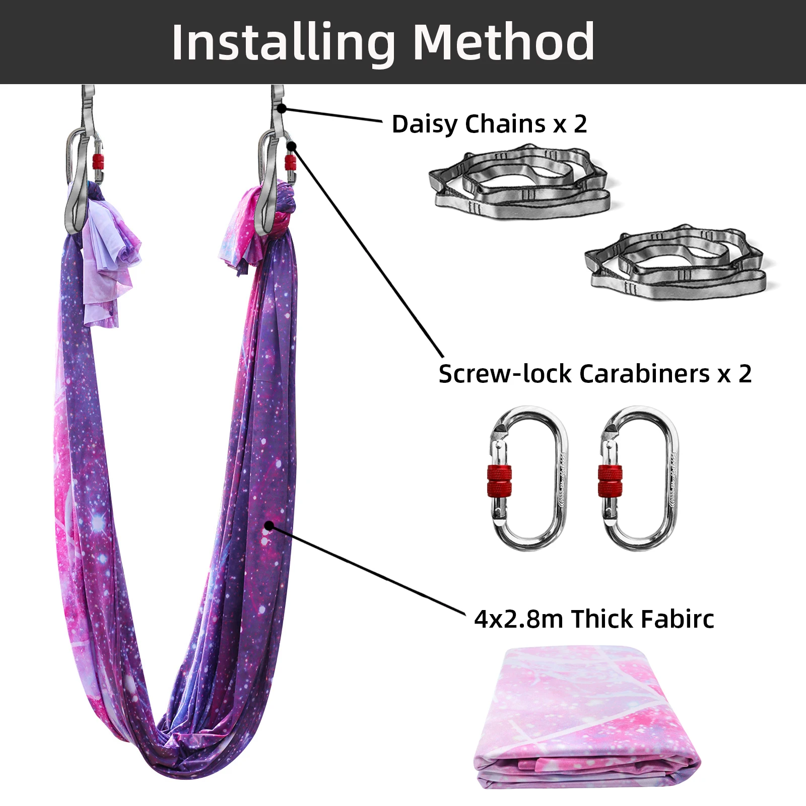 5 Meters High-Quality Aerial Yoga Hammock Set Full Kit for Aerial Antigravity Soft Skin-Friendly Fabric Certified for Studio