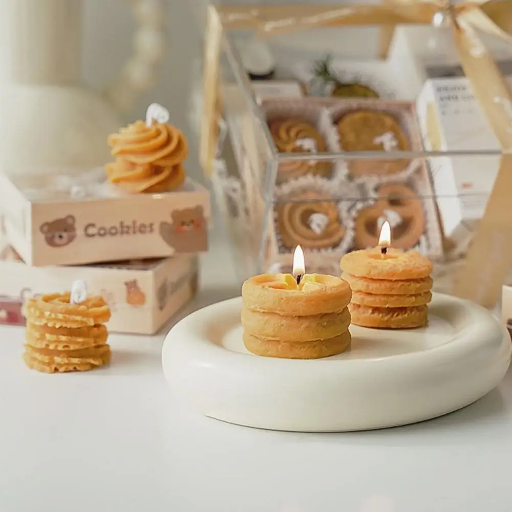 Biscuit candles, cookie scented candles gift box gift creative candles ins set gift modeling wax, holiday decoration