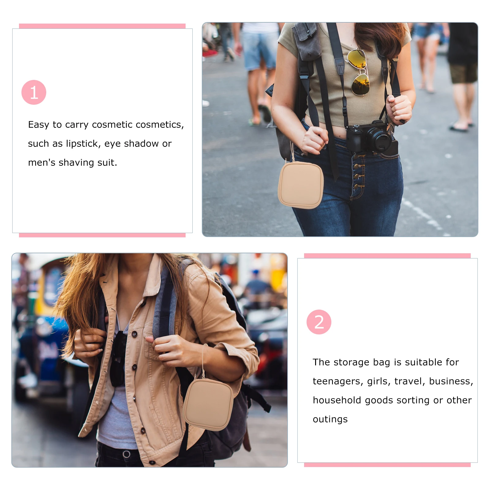 

Digital Storage Bag Khaki Down Material 2 Compartments Cable Organizer Electronics Travel Case Sturdy Zipper Wear Resistant