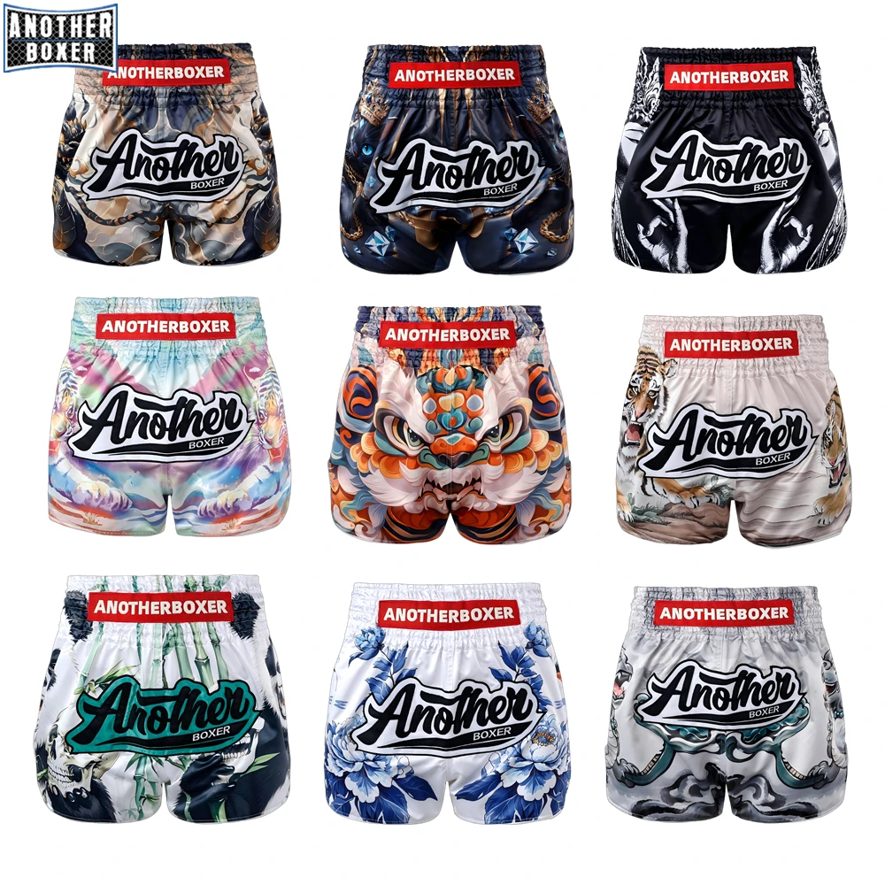 شورت الملاكمة التايلاندية، طباعة النمر كيك بوكسينغ MMA Highwaist للجنسين Ttunks للرجال والنساء قماش المنافسة التدريبية