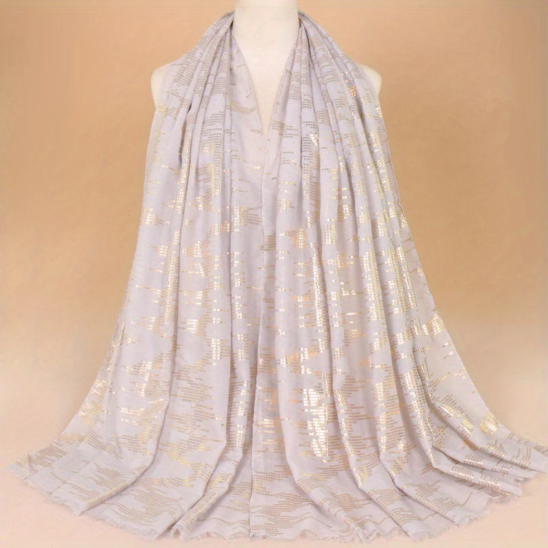 

Stylish Glitter Soft Cotton Hijab Bead Tassel Shawls Ironing Gold Muslim Women Hijab Scarf Long Wraps Shimmer Scarf 180*80cm