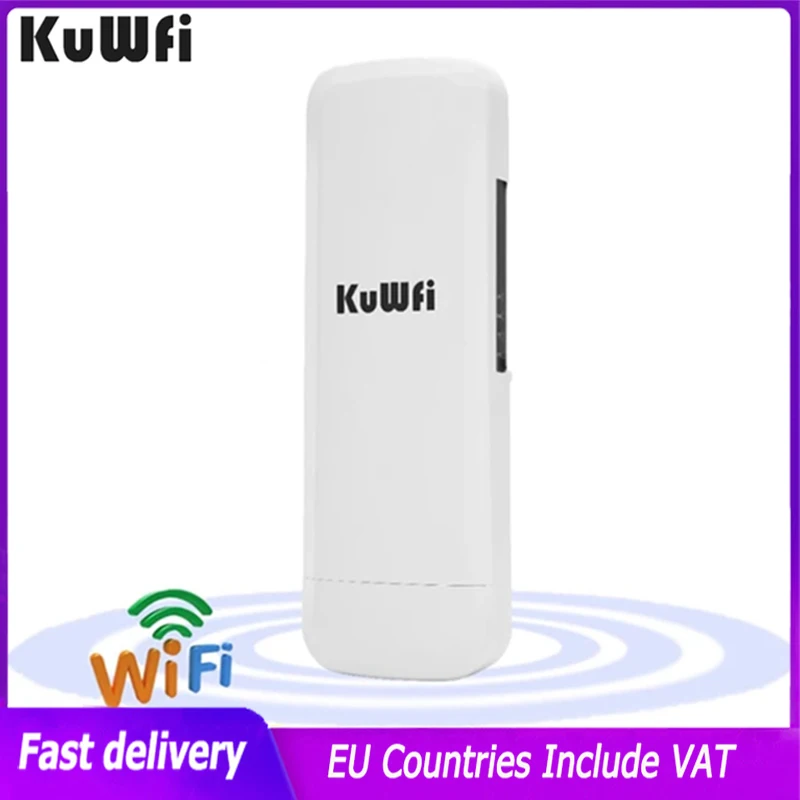 Kuwfi 3Km 2.4G 300Mbps Wifi CPE Router Wifi Repetidor Wifi Extender Puente inalámbrico Punto de acceso para cámara inalámbrica Pantalla LED