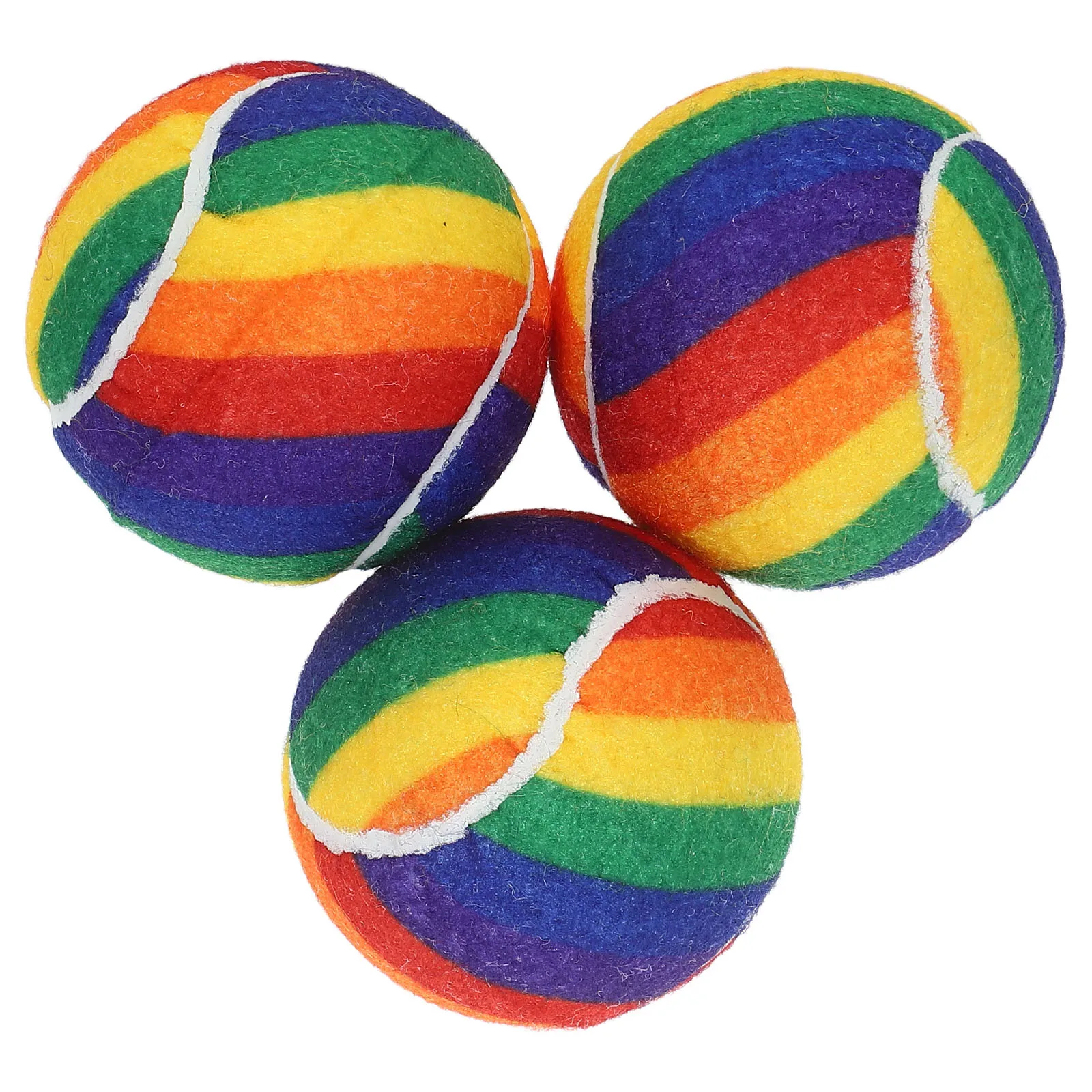 

3pcs Rainbow Bouncy Dog Tennis Balls Rubber Training Pet For Small Medium Dogs Durable Elastic Exercise Fetch Outdoor Play