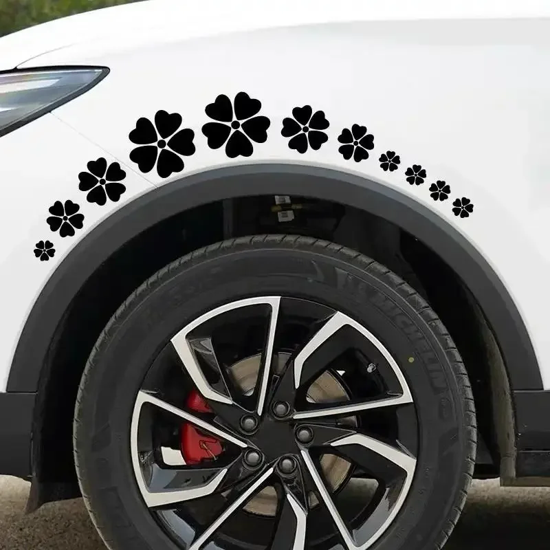 Clover Flower Sticker Set Waterproof Vinyl Decals for Front Rear Windshield Bumper Auto Body JDM Scratch Cover Decor