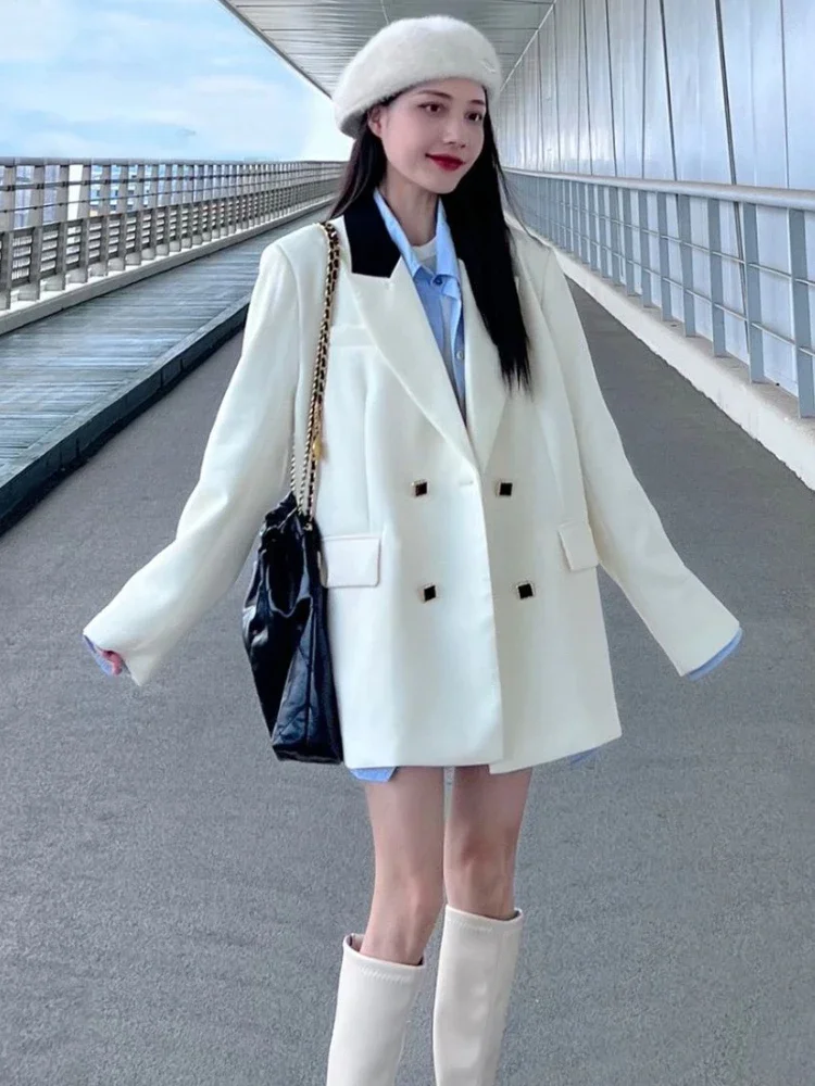 Spring High-end Design Sense Suit Jacket with Collar Style White Casual Commuting Professional High-end Trendy Women's Jacket