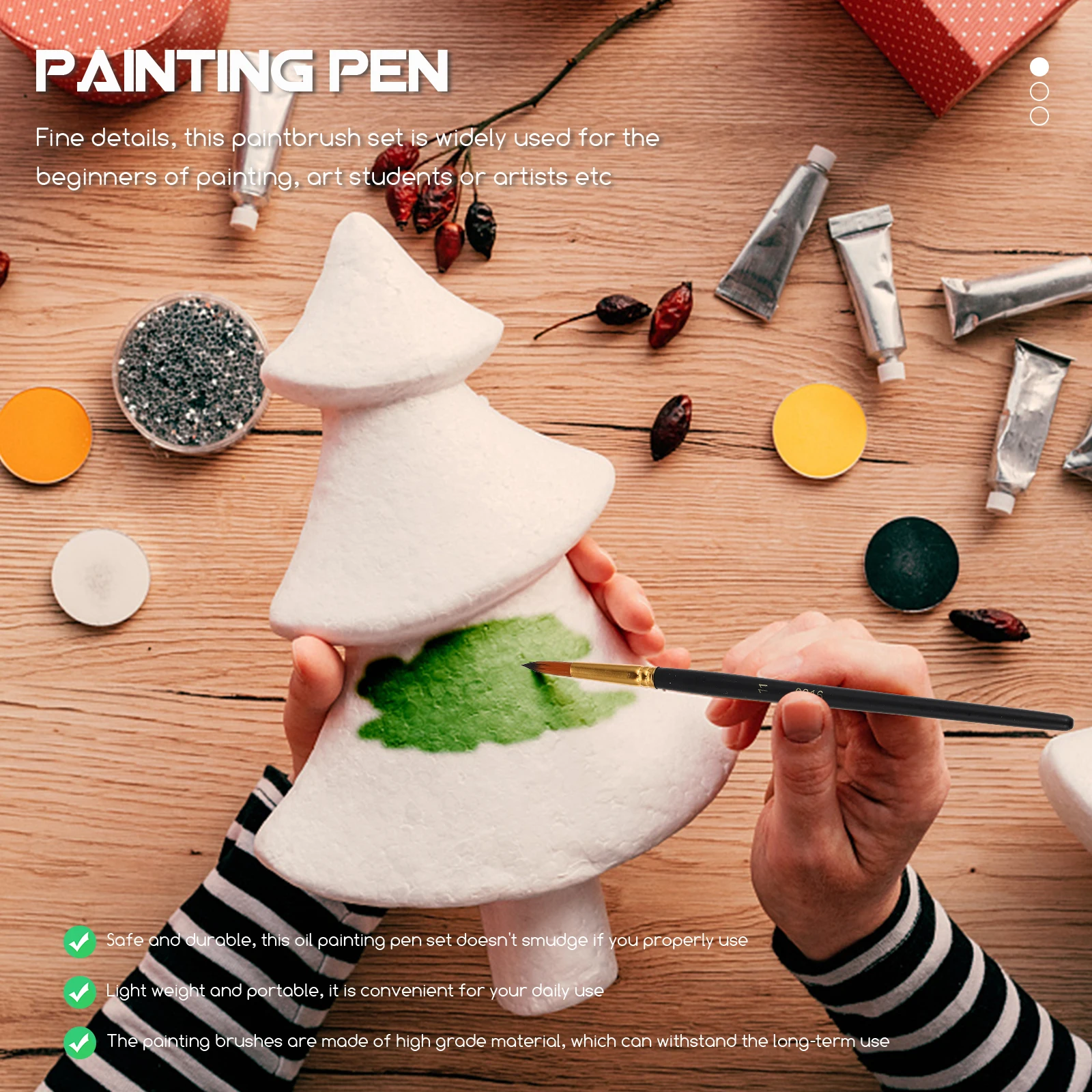 

12 Pcs Watercolor Paint Brushes Art Supplies Acrylic Painting Black Kids Student Artists Use Lightweight Storage