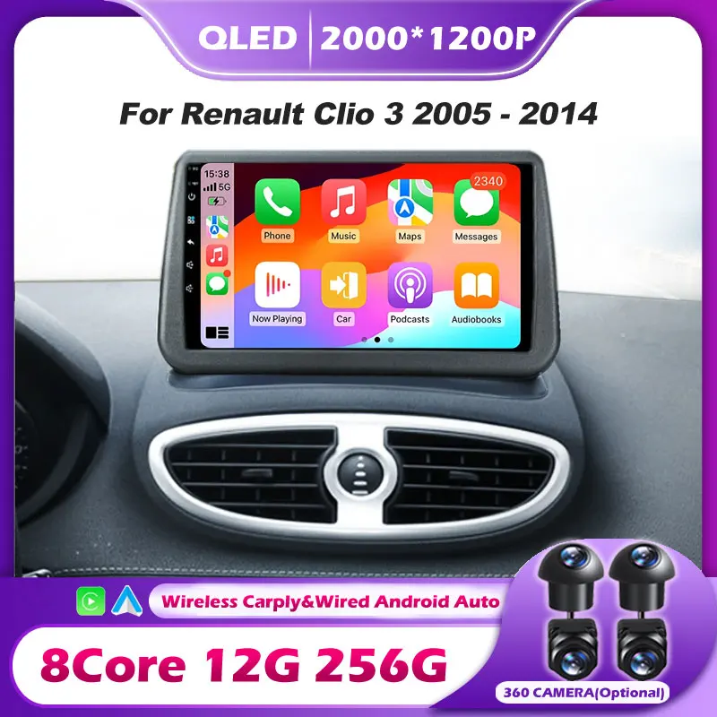 wireless CarPlay Radio Multimedia Player For Renault Clio 3 2005-2014 Android 16 Auto Car  Video autoradio GPS tools NO 2din DVD