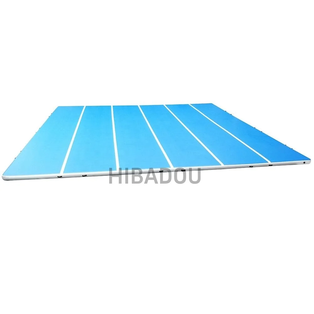 HIBADOU Inflatable Tumbling Mat Air Floor Track 7x4x0.2m Gymnatsics Air Mat Tumble Track with Electric Air Pump