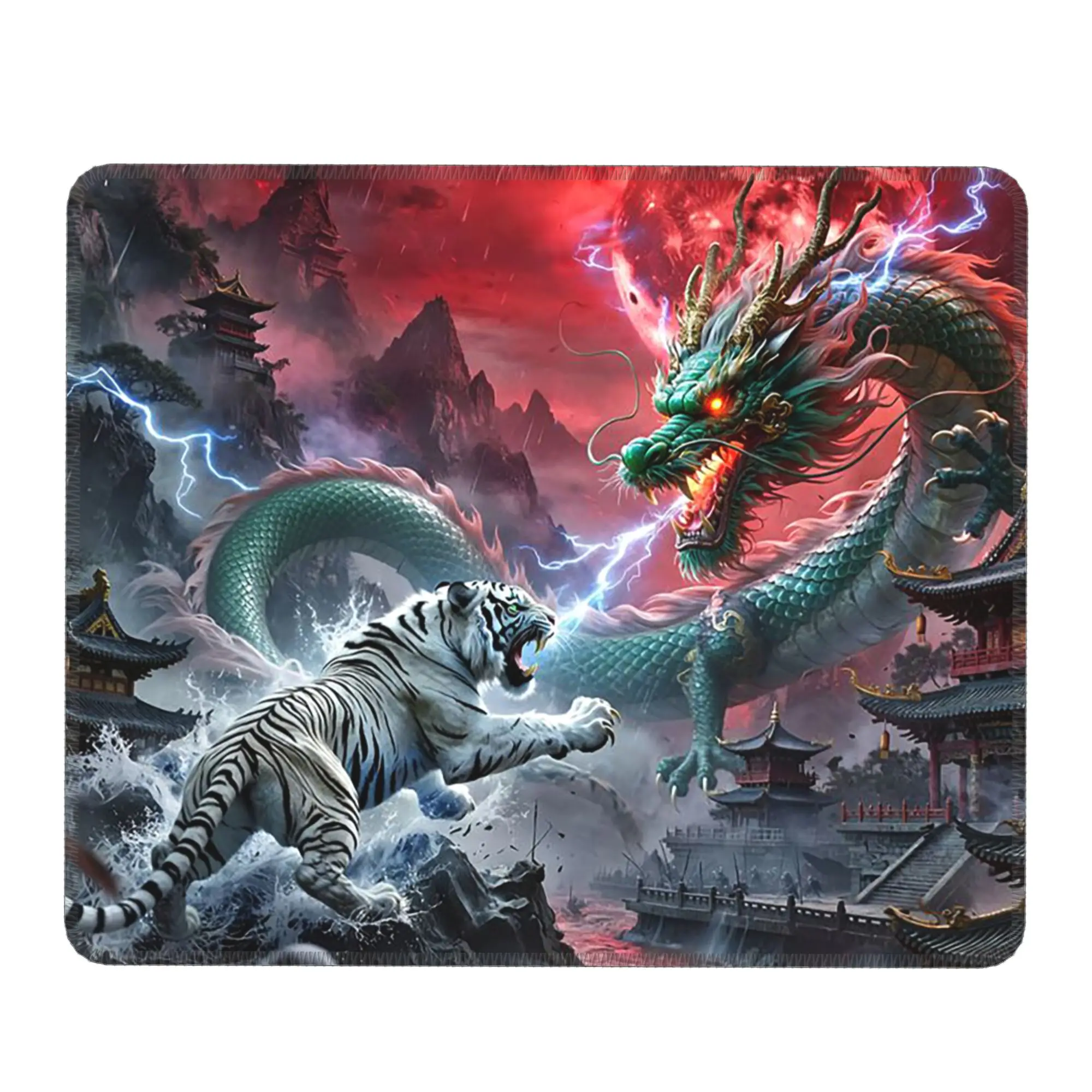 Domineering Dragon And Tiger Mouse Pad Computer Keyboard Mouse Mat Gaming PC Laptop Desk Mat Office Accessories Table Mats