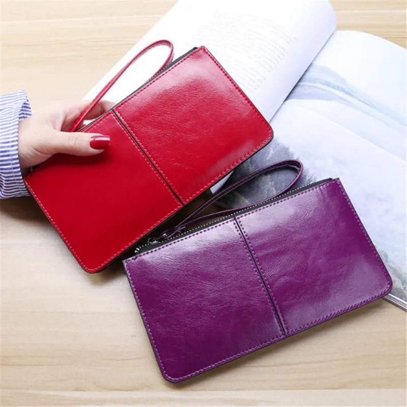 New Fashion Women Office Lady PU Leather Long Purse Clutch Zipper Business Wallet Bag Card Holder Big Capacity Wallet image 2
