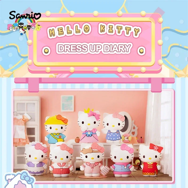 

Sanrio Hello Kitty Dress Up Diary Serie Blind Box Anime Peripheral Desktop Decoration Kawaii Car Children's Toy Girls Gift