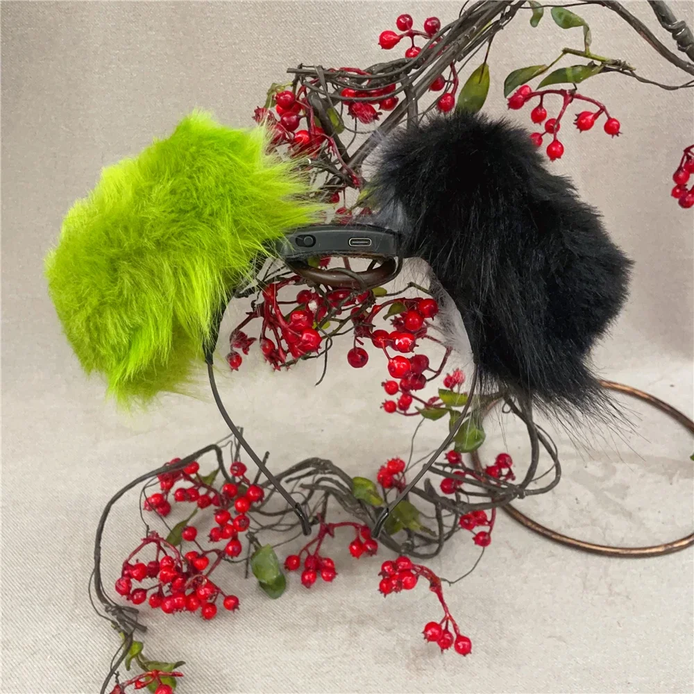 ที่คาดผมหูพับสุนัขชิบะอินุสีเขียวดำ ทำมือ พร้อมหาง สำหรับงานปาร์ตี้ เกม ฮาโลวีน คริสต์มาส คอสเพลย์