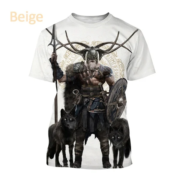 2023 Summer Fashion Viking Odin Men\'s 3D Printed T-shirt Harajuku Short Sleeve T-shirt Unisex Casual Top