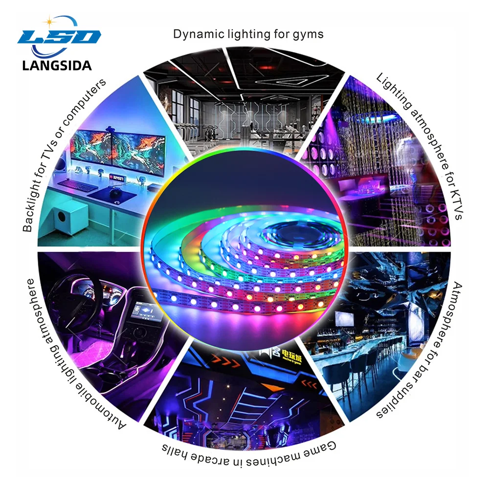 RGB 5050 IC WS2811 WS2812 WS2815 WS2813 30/60/144 بكسل/ المصابيح/م DC5V/12 فولت Lightعنونة بشكل فردي شريط كامل اللون مصباح ليد #5