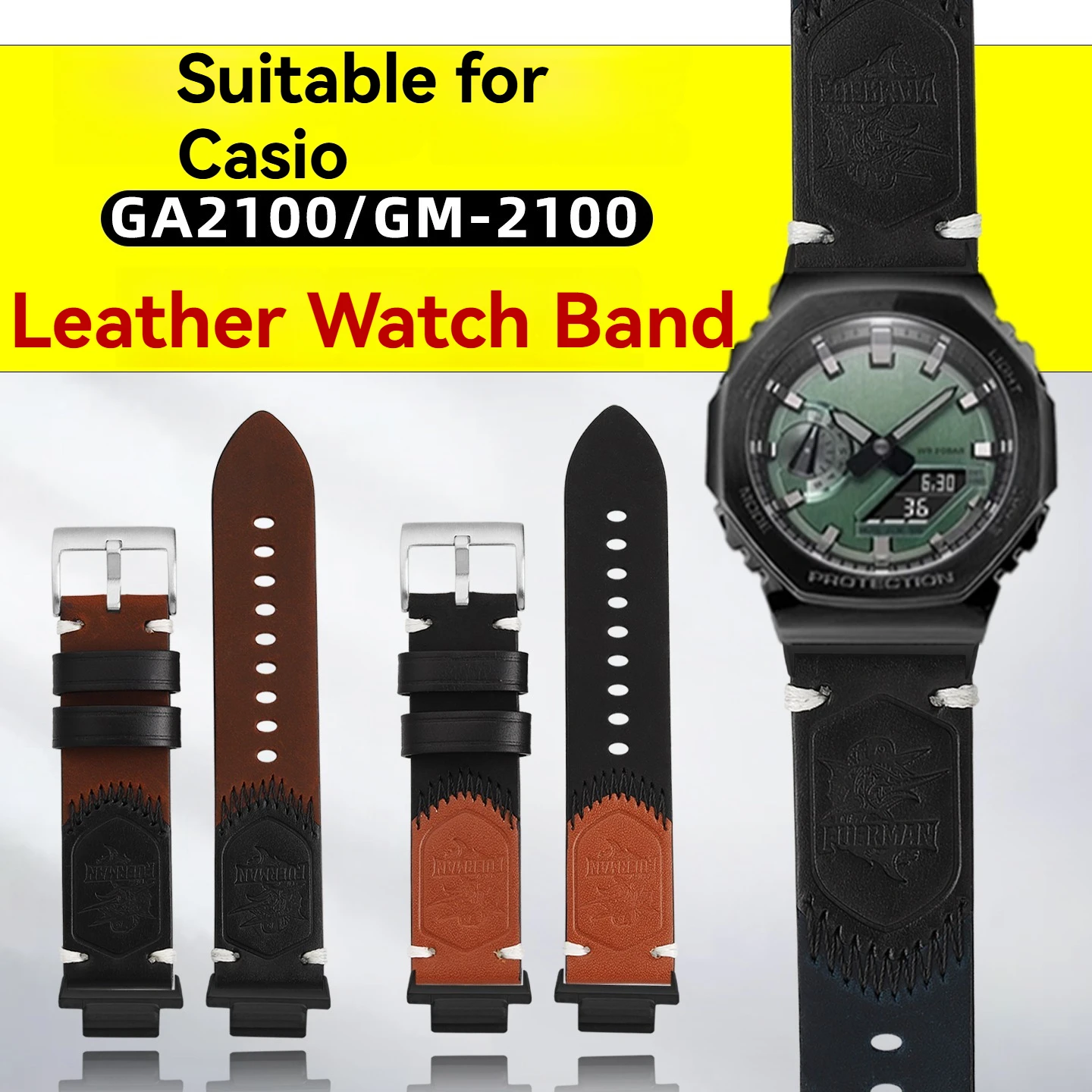 

Модифицированный ремешок для часов GA2100 для Casio Farmhouse Oak Series GA2110 GA-2100/GM2100, мужской ретро водонепроницаемый кожаный ремешок для часов