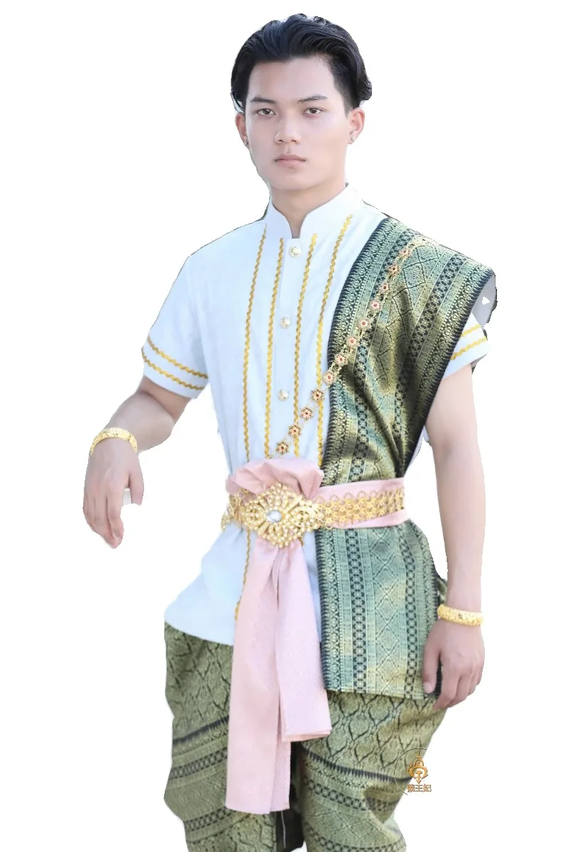 

Thai Clothing Men's Set Palace Retro Cinema Photography Hotel Restaurant Welcome Uniforms Work Clothes Thailand Traditional