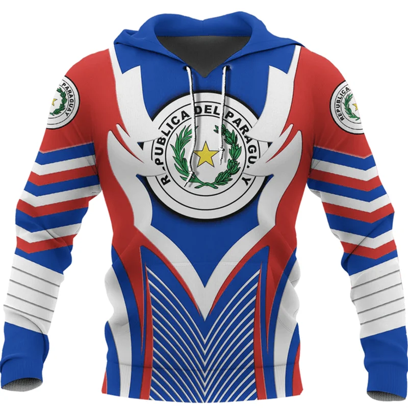 Paraguay Flag 3D Men's Hoodie For Men Polyester Coat 2024 Newest Harajuku Sweatshirt Unisex Casual Oversized Pullovers Hoodies