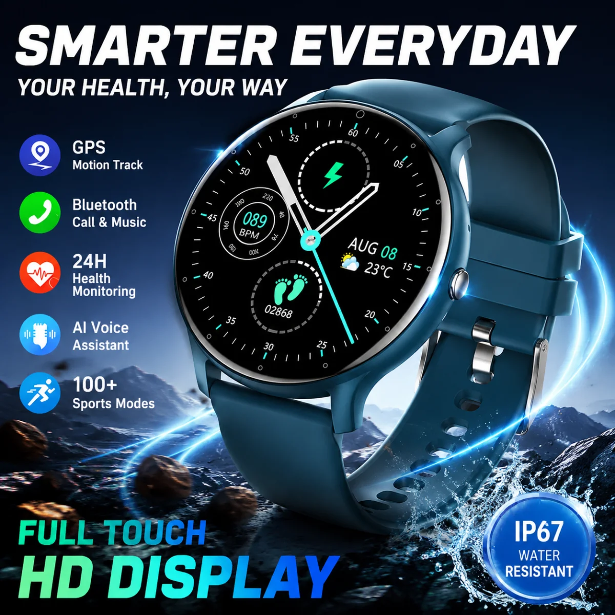 2026 Neue Smartwatch für Herren 100+ Sportmodi Herzfrequenzüberwachung …