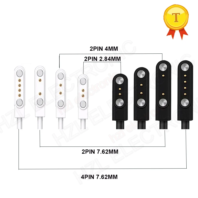 Best seling popular Strong Magnetic 2Pin 4pin Charge Cable for 99% smart watch 2.84mm 4mm USB Charging Line Cord Rope 7.62mm