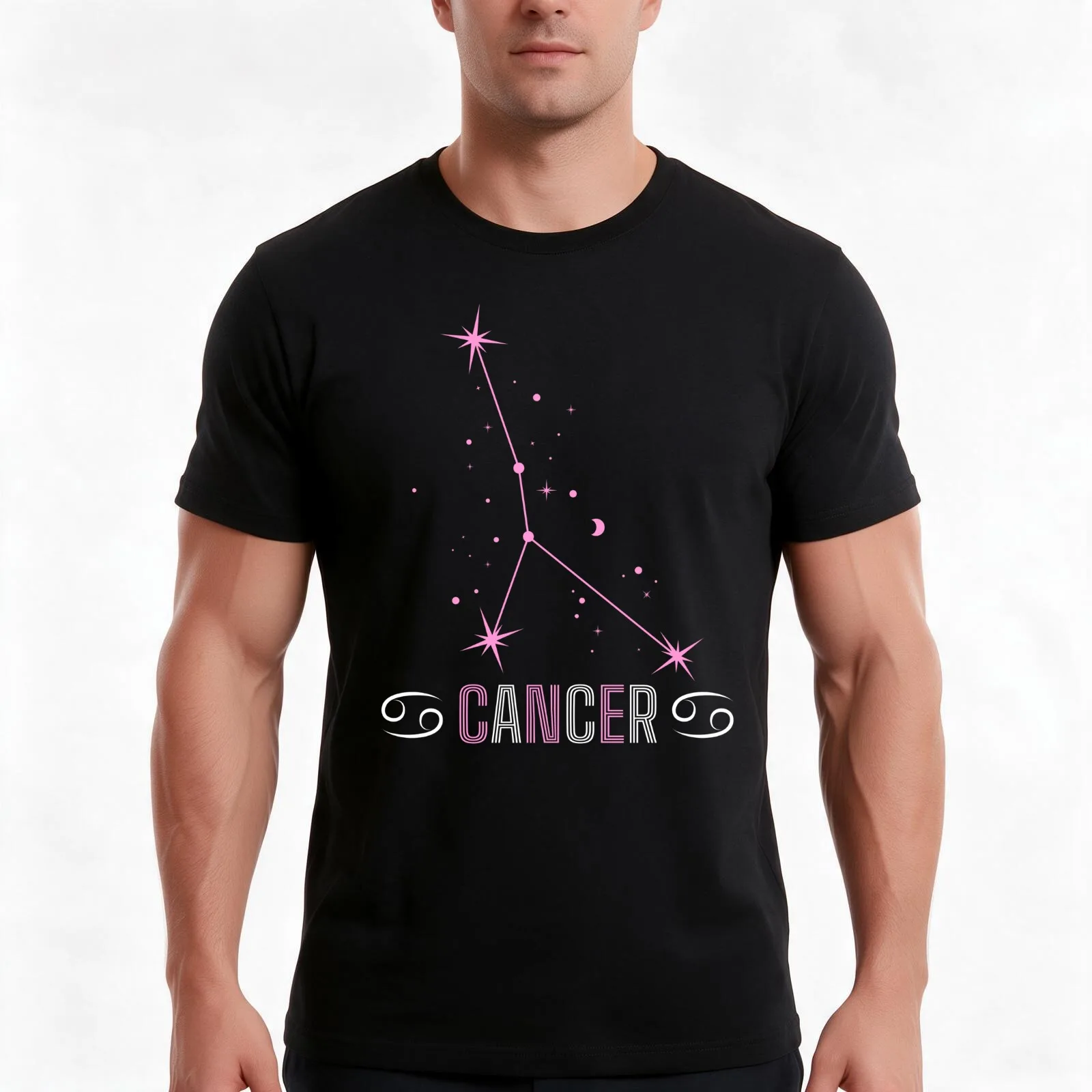 Cancer Constellation Retro Font T-Shirt Summer Casual Cotton Tee Oversized Streetwear Tops Vintage Graphic Print 100% Cotton
