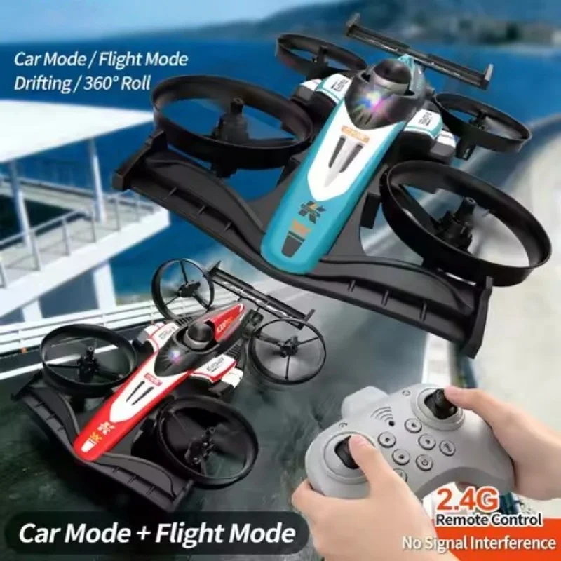 

2-in-1 Land Air Dual-Mode Drone 2.4G RC Drift Racing Car 360° Rolling One Click Takeoff/Landing Remote Control Car RC Drone Toys