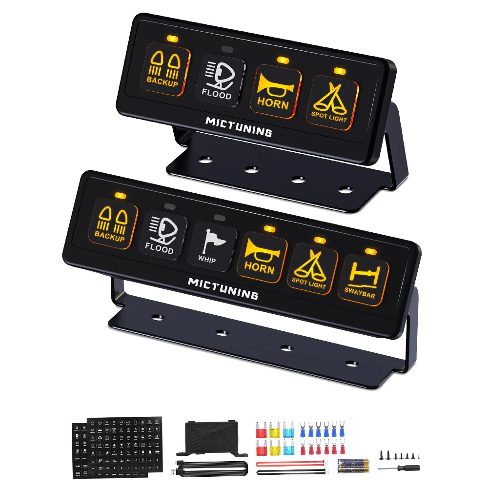 

MICTUNING 4-Gang/6-Gang Wireless Switch Panel, Auxiliary Car Switch Panel 12V Universal ON-OFF Relay Switch Box for Trucks, SUVs