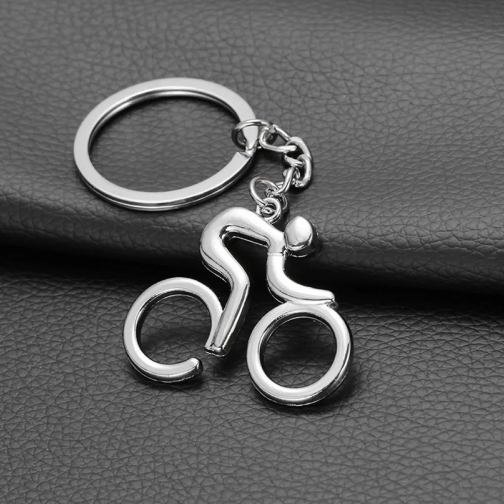 Metal Sporty Man Road Bicycle Figure Keychain Keyring Trinket Souvenirs Creative for Bike Cycling Biker Chain Hanging Accessorie