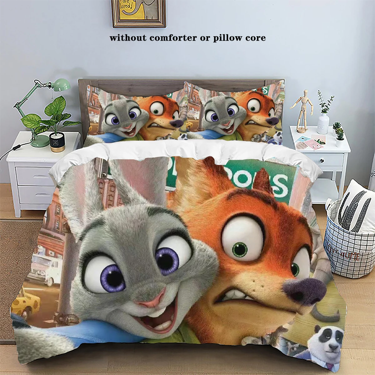 

Disney Anime Zootopia Printed Home 3-Piece Set Cute Cartoon 3D Pillowcase Duvet Cover Children Adult Full Size Customizable