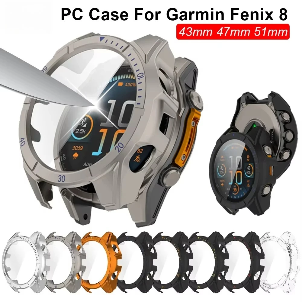 Abdeckung + Glas für Garmin Fenix 8 43 mm 51 mm 47 mm Displayschutzfolie Anti-Kratz-Folie Stoßstangenschutz PC-Gehäuse für Garmin Fenix 8