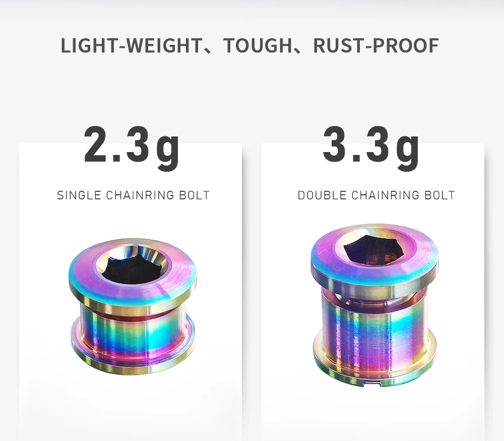4/5 Stück Titanlegierung Kettenblattschrauben für Einzel- und Doppelkettenblätter, Mountainbike- und Rennrad-Kurbelschrauben 6,5/10,5mm Teile – Detail 2