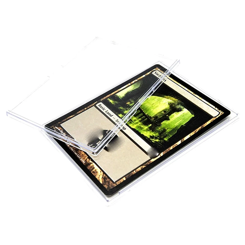 Cards Sleeves Top Loaders 10 Hard Plastic Card Protector Clear Card Brick + 2 Display Stand