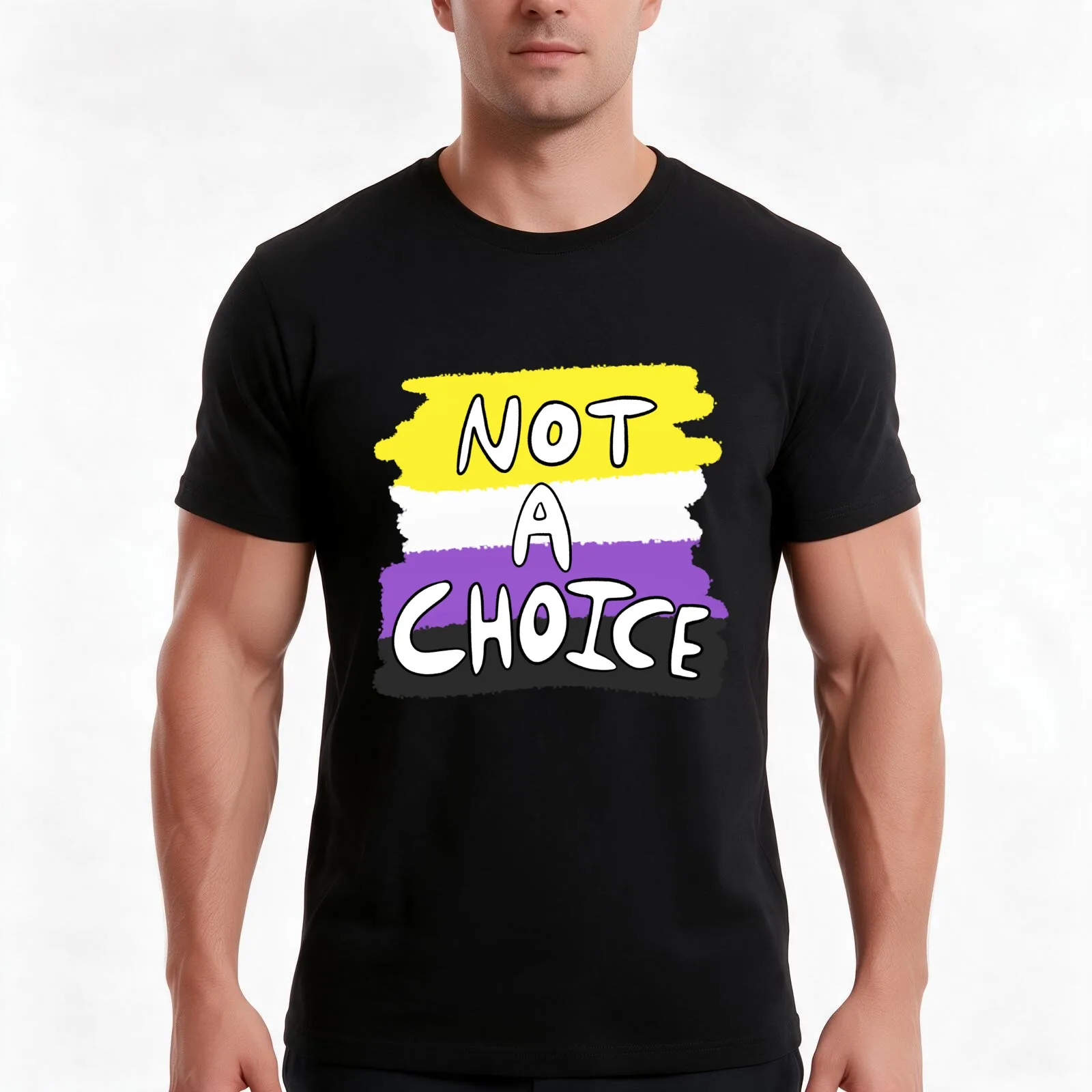 Not a choice Non-Binary Pride T-Shirt, Summer Casual Cotton Tee, Oversized Streetwear Tops, Vintage Graphic Print, 100% Cotton