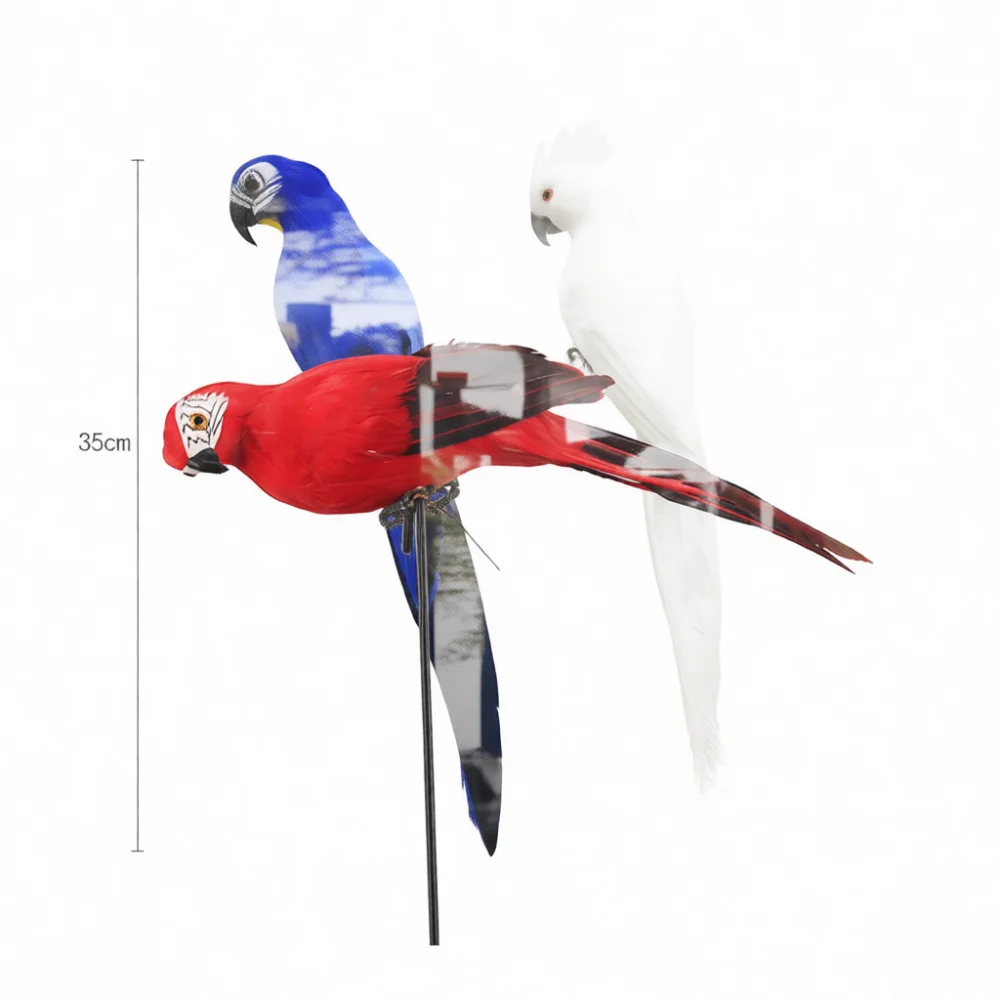 Artificial Simulation Macaw Parrot Realistic Feather Craft Ornament Vivid Bird Figurine For Store Window Display