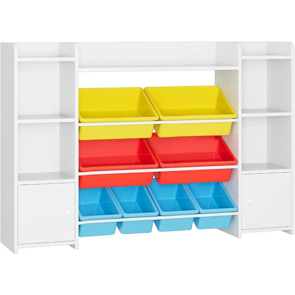 55''Large Toy Storage Organizer, Toy Organizers and 6 Storage Cubbies, Bookshelf, Playroom Organization and Storage Bins