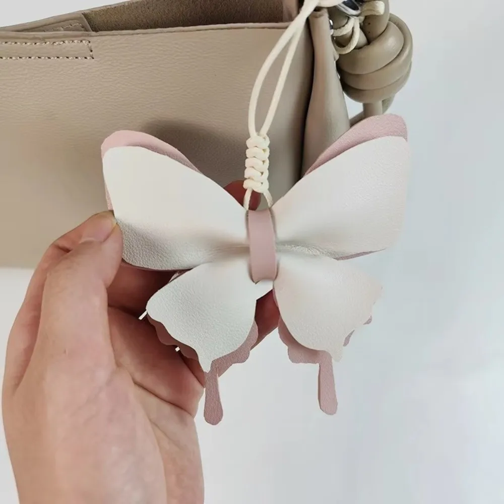 

Модная кожаная сумка в форме бабочки, подвеска для сумки, сделай сам, подвесное украшение ручной работы, подвеска для ключей с бантом, сплошной цвет, подвеска для ключей для пары