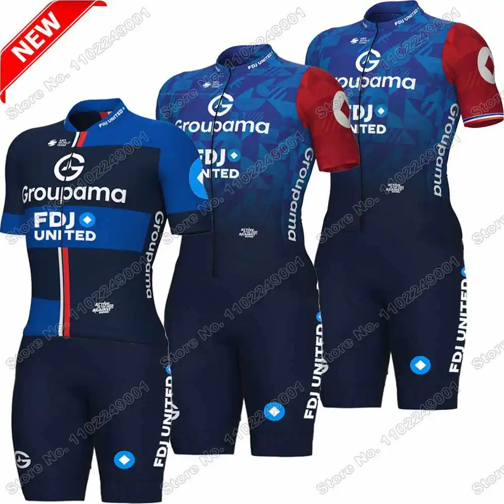 Conjunto de Maillot de Ciclismo Equipo FDJ 2025,Ropa de Ciclismo Vuelta a Francia,Camiseta y mono de ciclismo de carretera para hombre,Culotte con tirantes,Uniforme de MTB