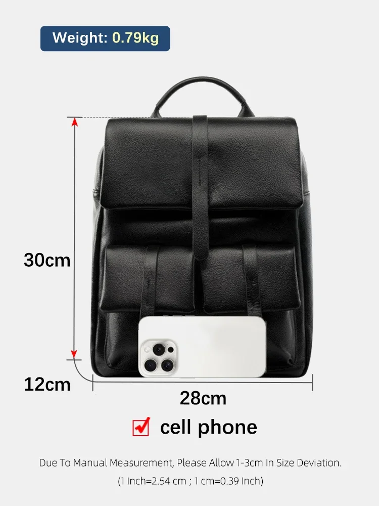 Zency Soft Women's Genuine Leather Multi-functional Travel Backpack Large Capacity Shoulder Classic Black Back Knapsack Bag