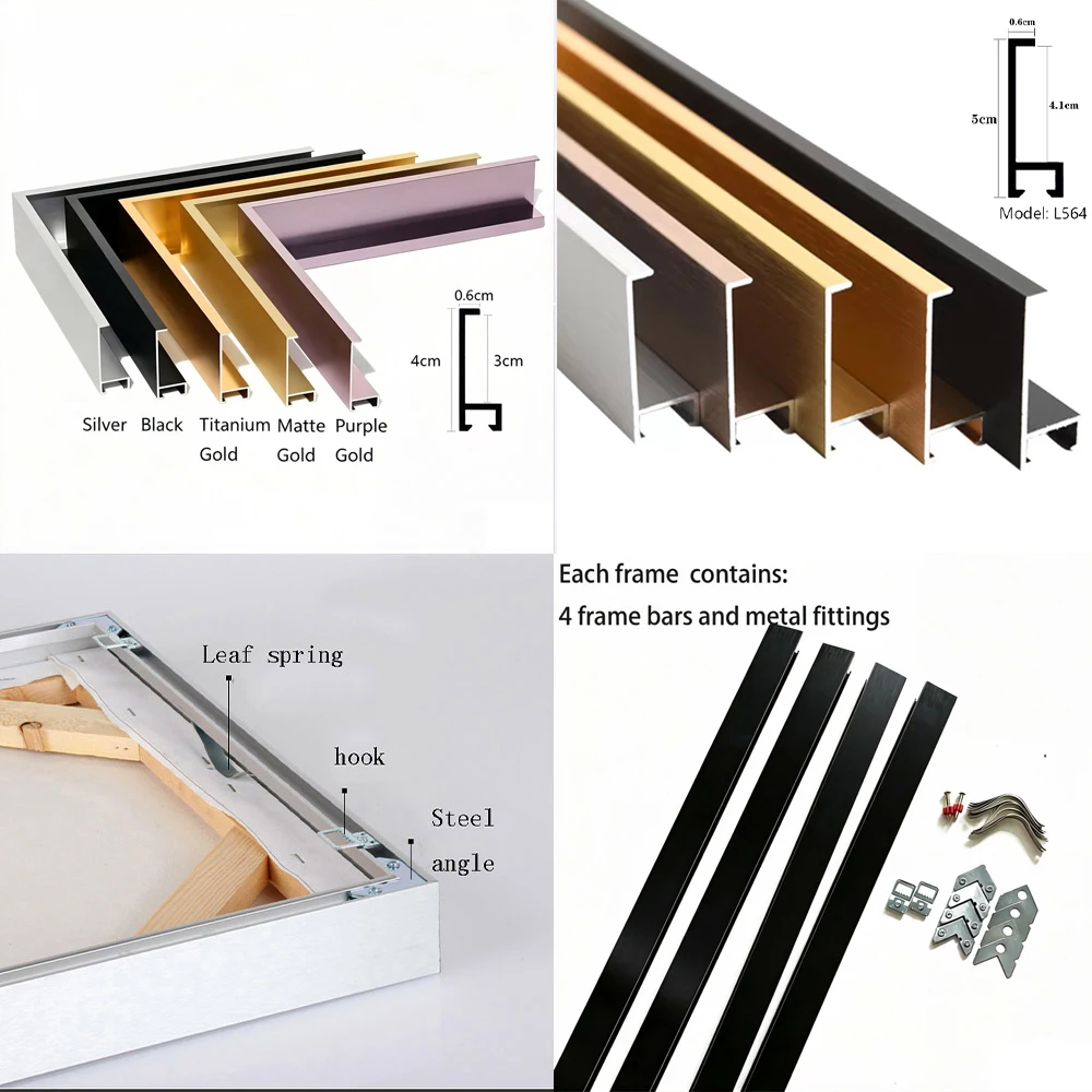 Customizable DIY Aluminum Alloy Floating Metal Photo Frame Wall Art Canvas Photo Frame 70x140cm,100x100cm,60x120cm，etc