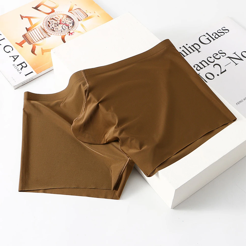 جميع المواسم اليومية الرجال الملابس الداخلية الملاكم ملخصات الصلبة سيور السروال تنفس مريحة الحرير الجليد خفيفة الوزن #4