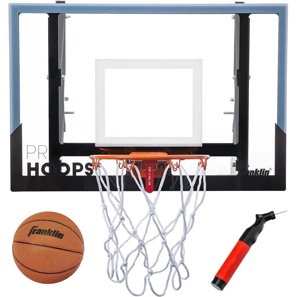 

Fully Adjustable Wall-Mounted Basketball Hoop - Shatterproof with Accessories, Black/White
