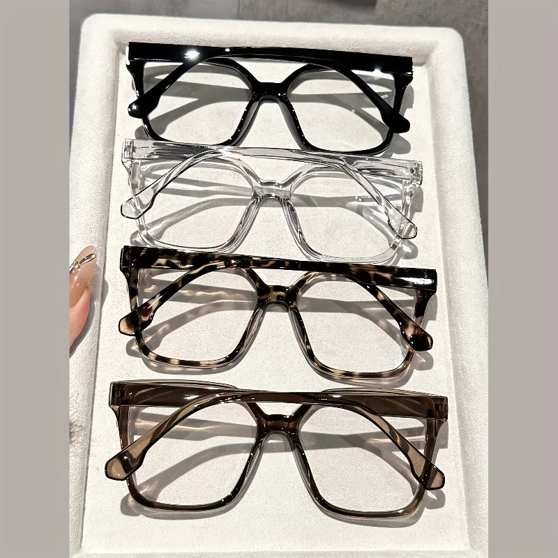 4-Pack Women's Classic Geometric Frame Glasses, Stylish for Daily Decor, Office Wear and Gifting.