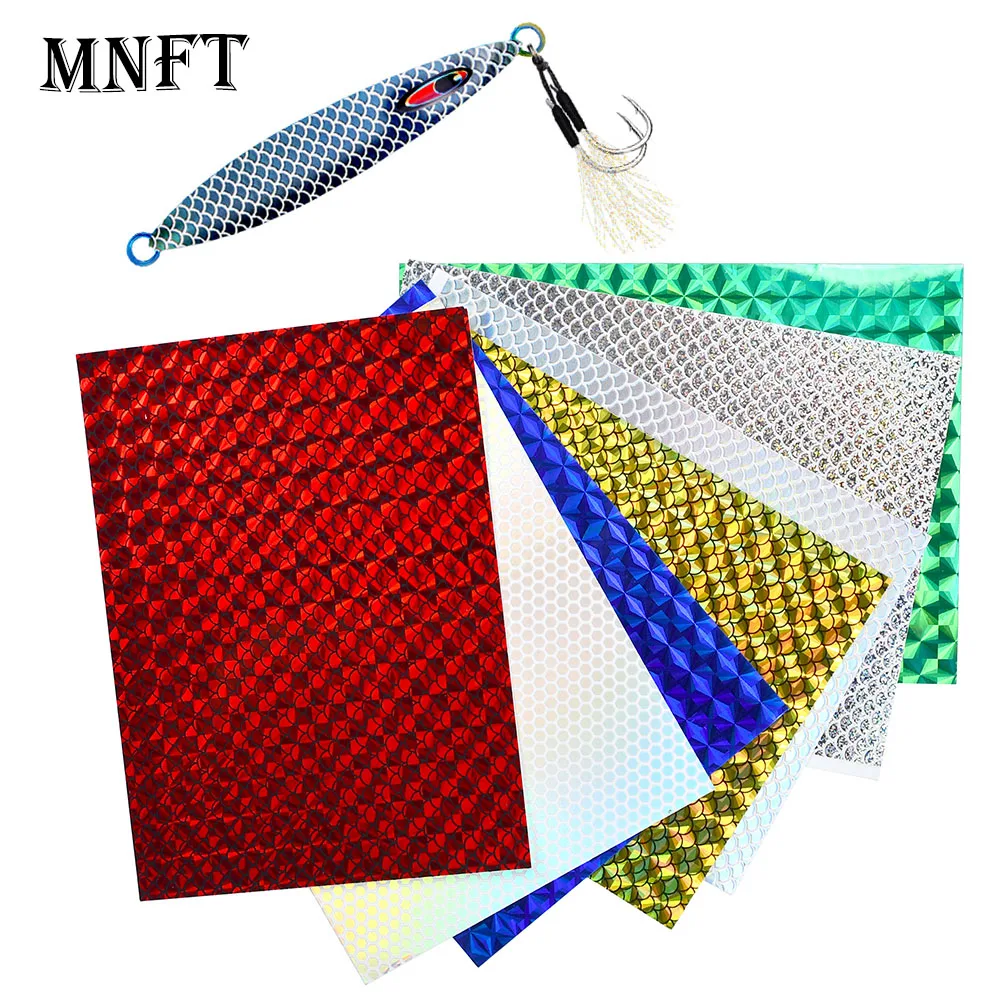 5Pcs Holographic Adhesive Film Flash Tape for Lure Making Fly Tying Metal Hard Baits Color Stickers Fly Fishing Tying Material