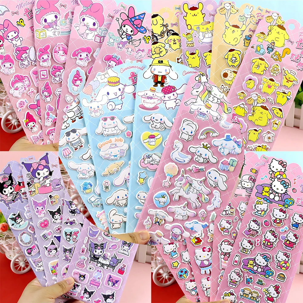 Kawaii سانريو ثلاثية الأبعاد منتفخ ملصقات لطيف أنيمي كورومي بلدي ميلودي سينامورول فقاعة ملصق الأمتعة الزخرفية المحمول الشارات لعبة هدية