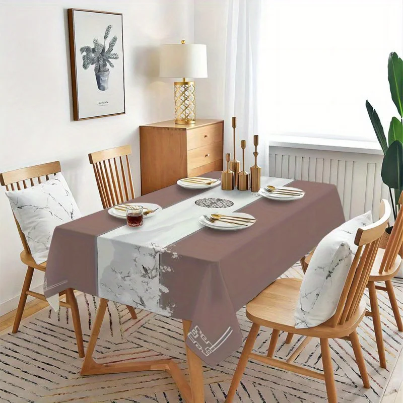 One polyester fabric tablecloth, a simple style multi-color floral print symmetrical pattern rectangular tablecloth.