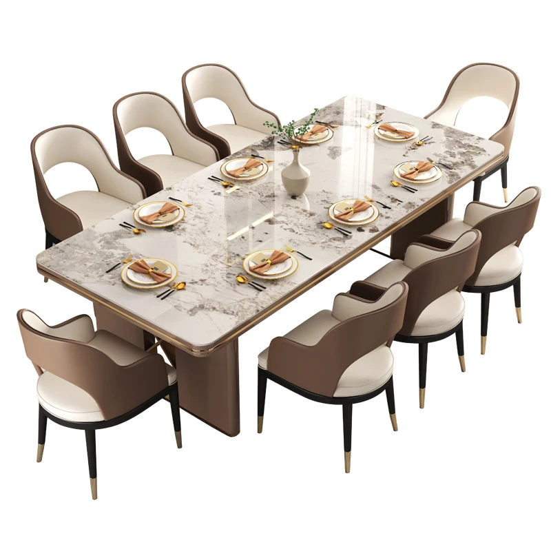 Light Luxury Italian Rock Plate Dining Table and Chair, Modern and Simple Household Small Unit Rectangular Western Dining Table