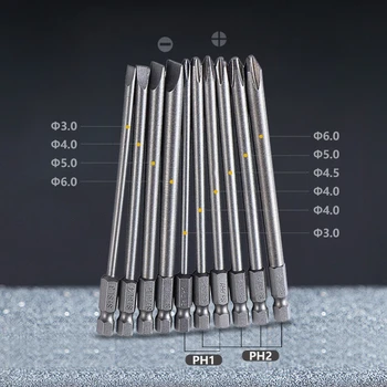 Conjunto de chave de fenda magnética, cabeça de lote, aço com fenda phillips, pontas de chave de fenda, reparo de carro, furadeira elétrica, acessórios de ferramenta elétrica
